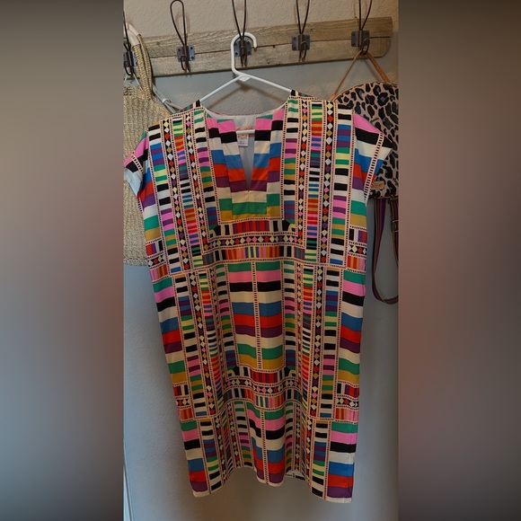 Mara Hoffman Dresses & Skirts - Vintage Mara Hoffman Multicolor Striped Dress with Straw Clutch